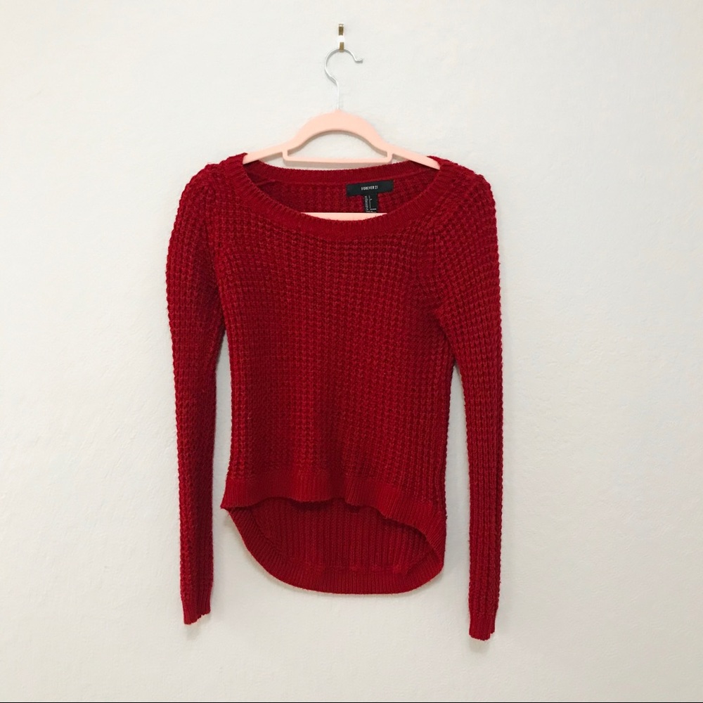 Red knit sweater